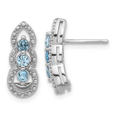 Light Swiss Blue Topaz Post Earrings Sterling Silver Rhodium-Plated QE17759BT, MPN: QE17759BT,