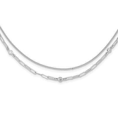 CZ 2 Str17 Inch 2 Inch Extender Necklace Sterling Silver Rhodium-Plated QG6495-17, MPN: QG6495-17,