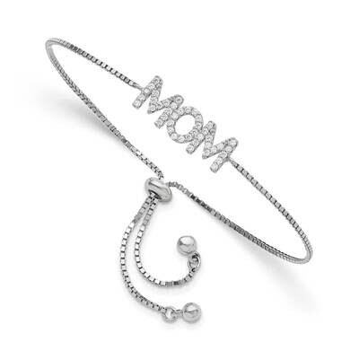 Rhodium-Plated Pavc CZ Mom Adjustable Bracelet Sterling Silver Polished QG5940, MPN: QG5940, 191101…
