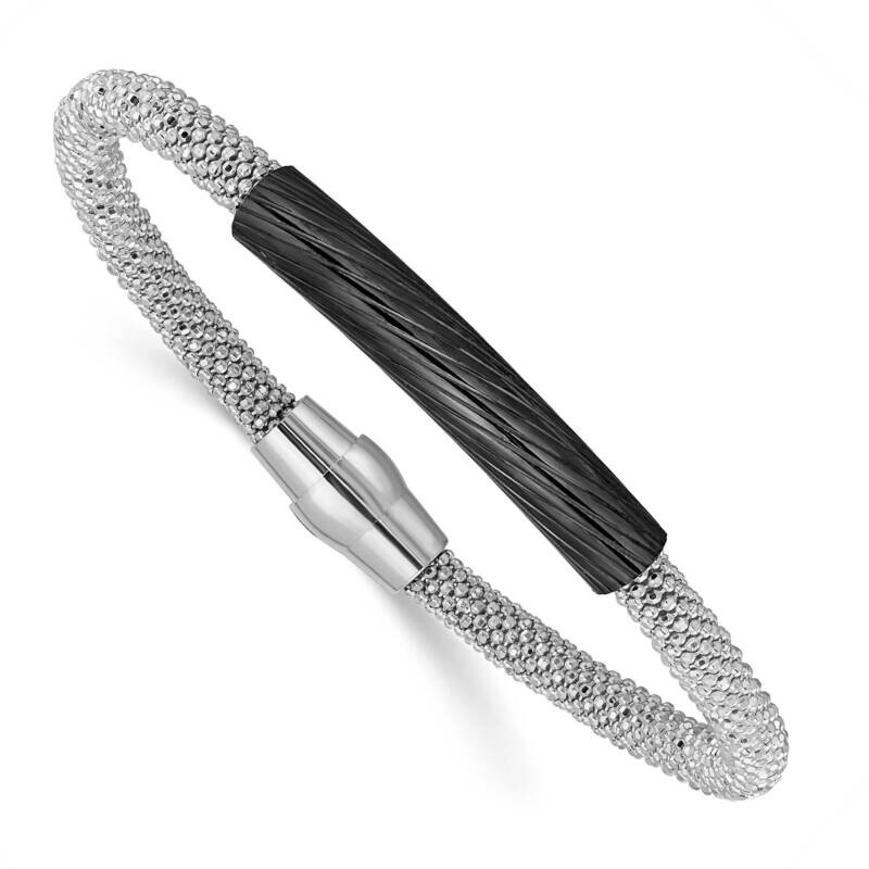 Rhodium-Plated Bar Mesh Bracelet 7.5 Inch Sterling Silver QH5102-7.5