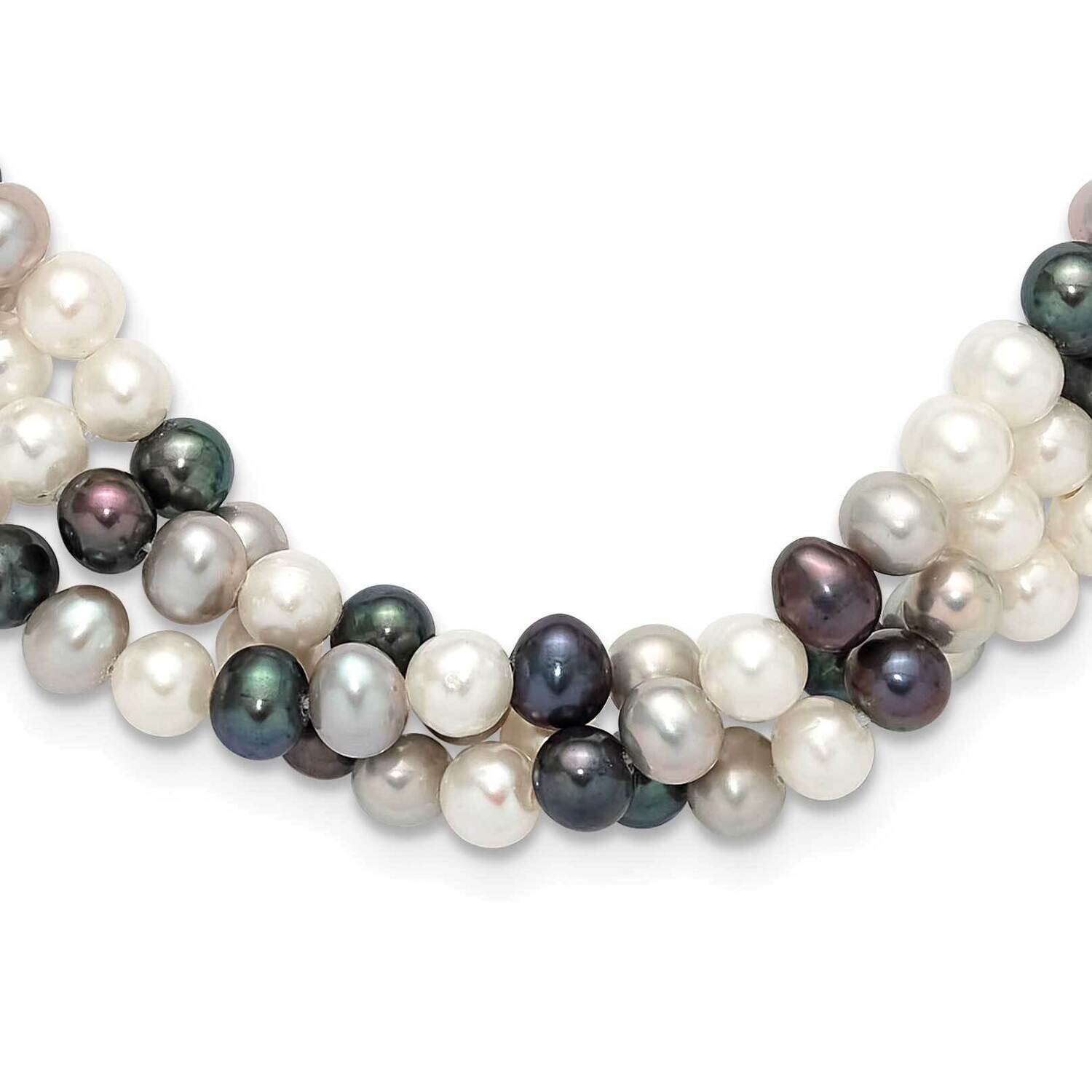 Rh-Plated Multicolor Fwc Pearl 14 Inch 2 Inch Extension Choker Sterling Silver QH5470BW-14, MPN: QH…