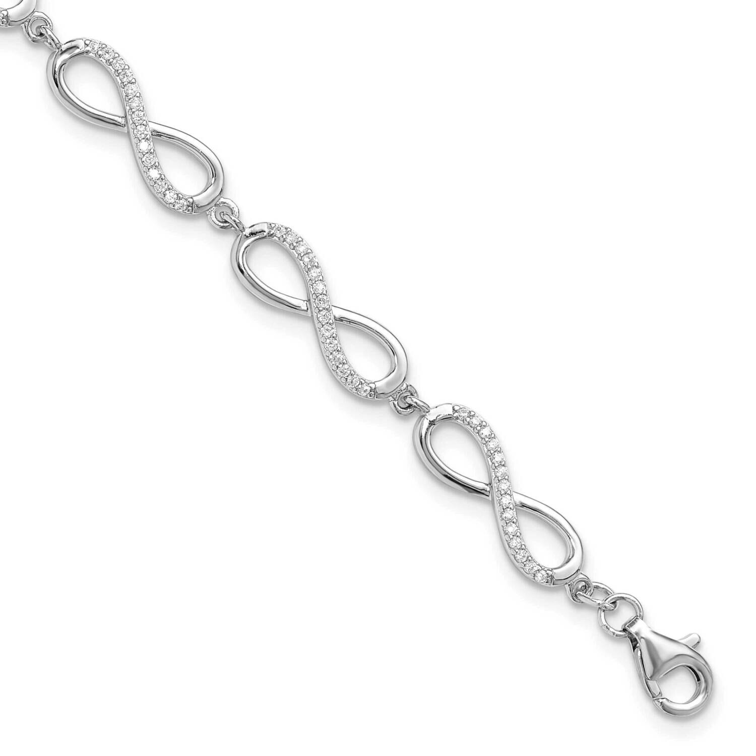 Rhod-Plated CZ Infinity Link 1 Inch Extender Bracelet Sterling Silver QG6461-7, MPN: QG6461-7,