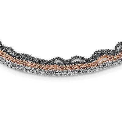 Rhodium &amp; Rose-Tone Plated 2 Inch Extension Necklace Sterling Silver QH5101-20, MPN: QH5101-20,