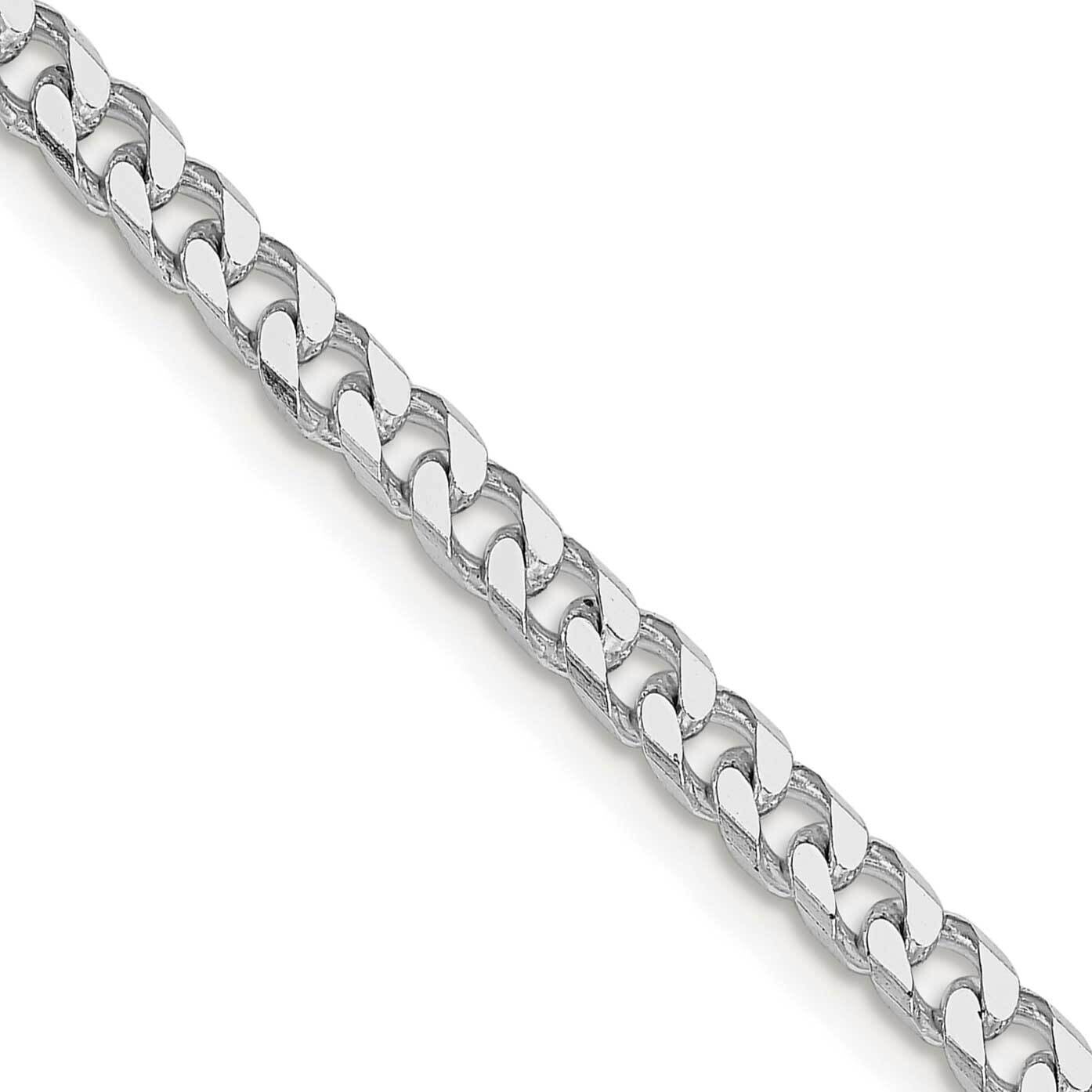 Polished 3.5mm Curb Chain 26 Inch Sterling Silver Rhodium-Plated QFC151R-26, MPN: QFC151R-26,