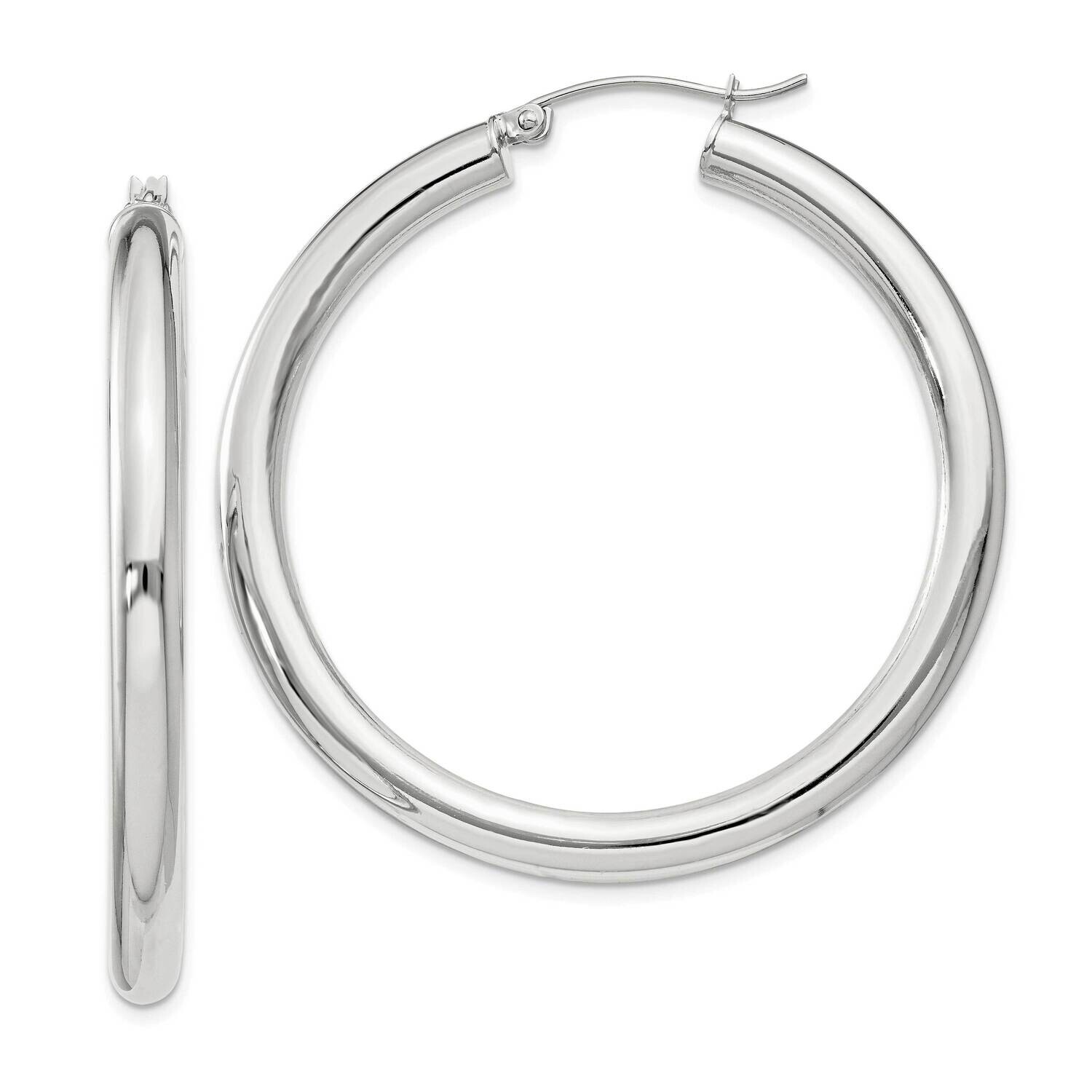 4mm Round Hoop Earrings Sterling Silver QE818SP, MPN: QE818SP,