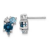 Rh-Plated London Lt Swiss Blue White Topaz Post Earrings Sterling Silver QE17773BT, MPN: QE17773BT,