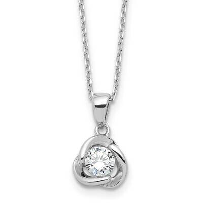 CZ In Love Knot 16 Inch 2 Inch Extension Necklace Sterling Silver Rhodium-Plated QG6653-16, MPN: QG…