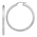 Diamond-Cut 3X45mm Square Tube Hoop Earrings Sterling Silver QE8138SP, MPN: QE8138SP,