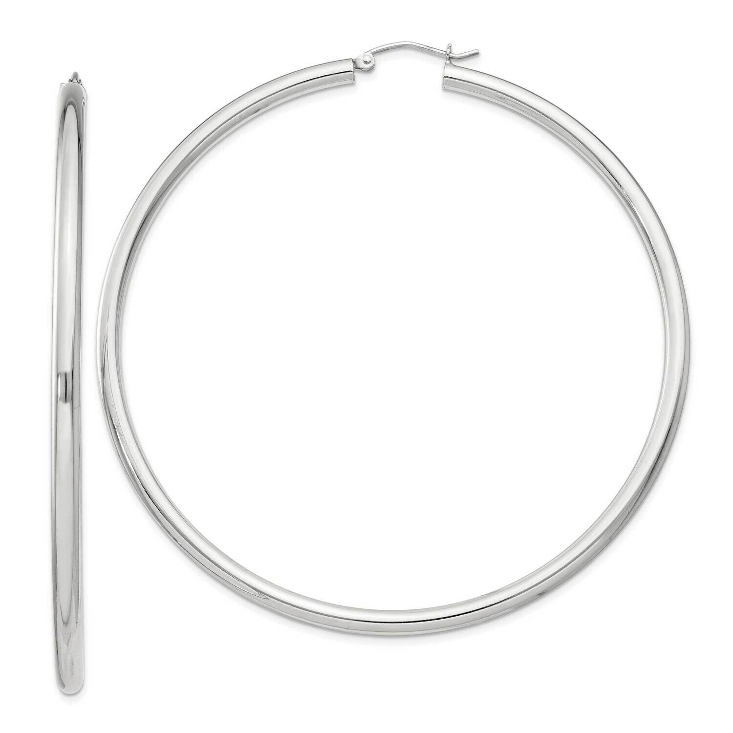 3mm Round Hoop Earrings Sterling Silver QE4400SP, MPN: QE4400SP,