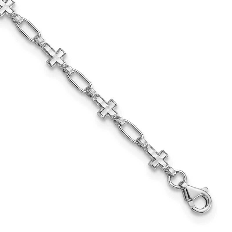 Cross 9.75 Inch Anklet Sterling Silver Rhodium-Plated QG6308-9.75