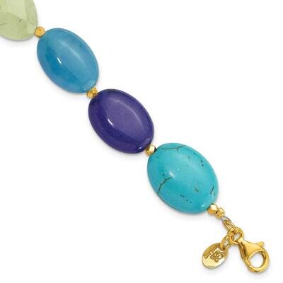 Gold-Plated Multi Stone 7 Inch 1 Inch Extender Bracelet Sterling Silver QH5689-7, MPN: QH5689-7,