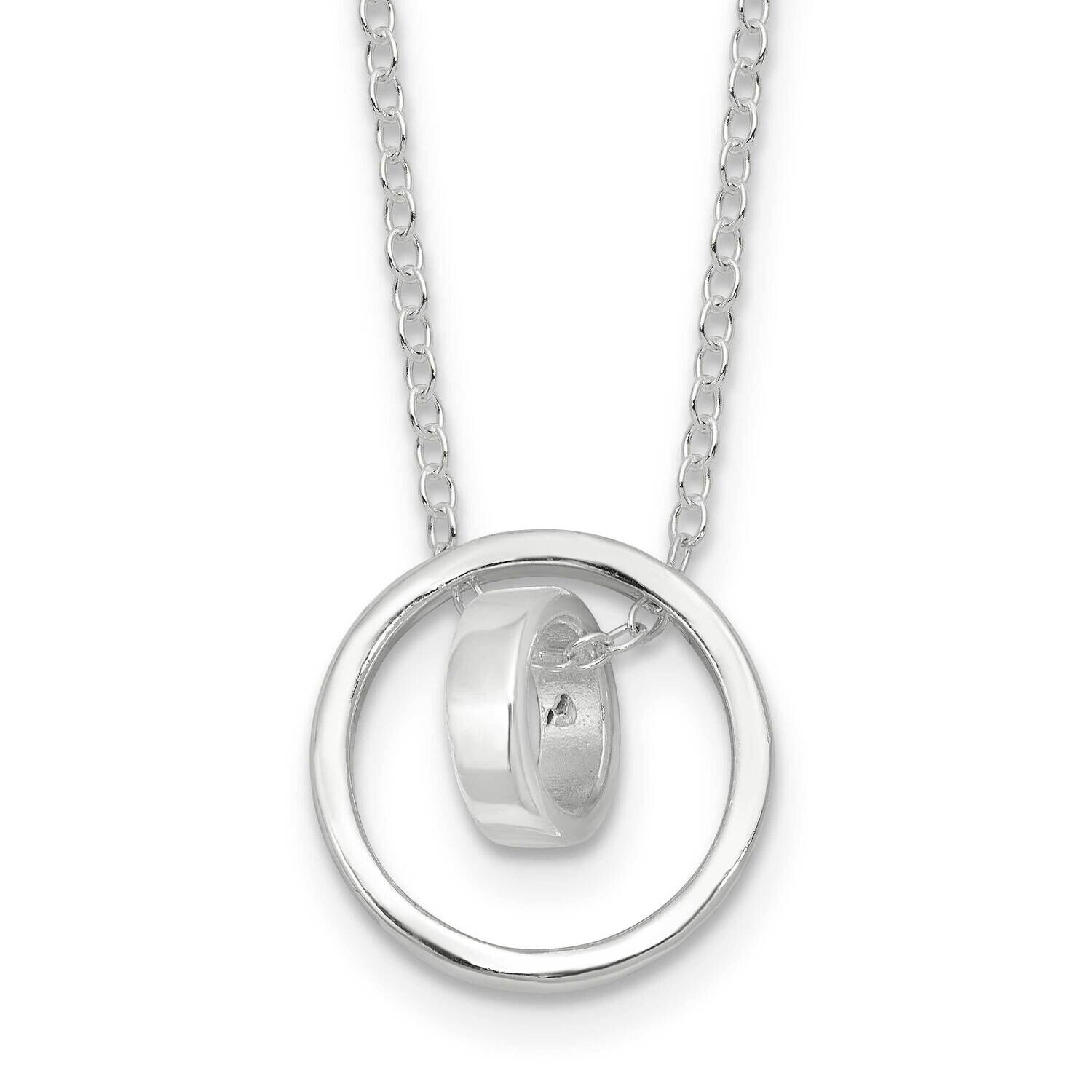 E-Coating Double Circle 16 Inch 2 Inch Extension Necklace Sterling Silver QG6631-16, MPN: QG6631-16,