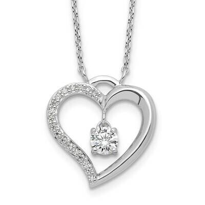 Rhod-Plated Polished CZ Open Heart 1.25 Inch Extension Necklace Sterling Silver QG6602-16.5, MPN: Q…