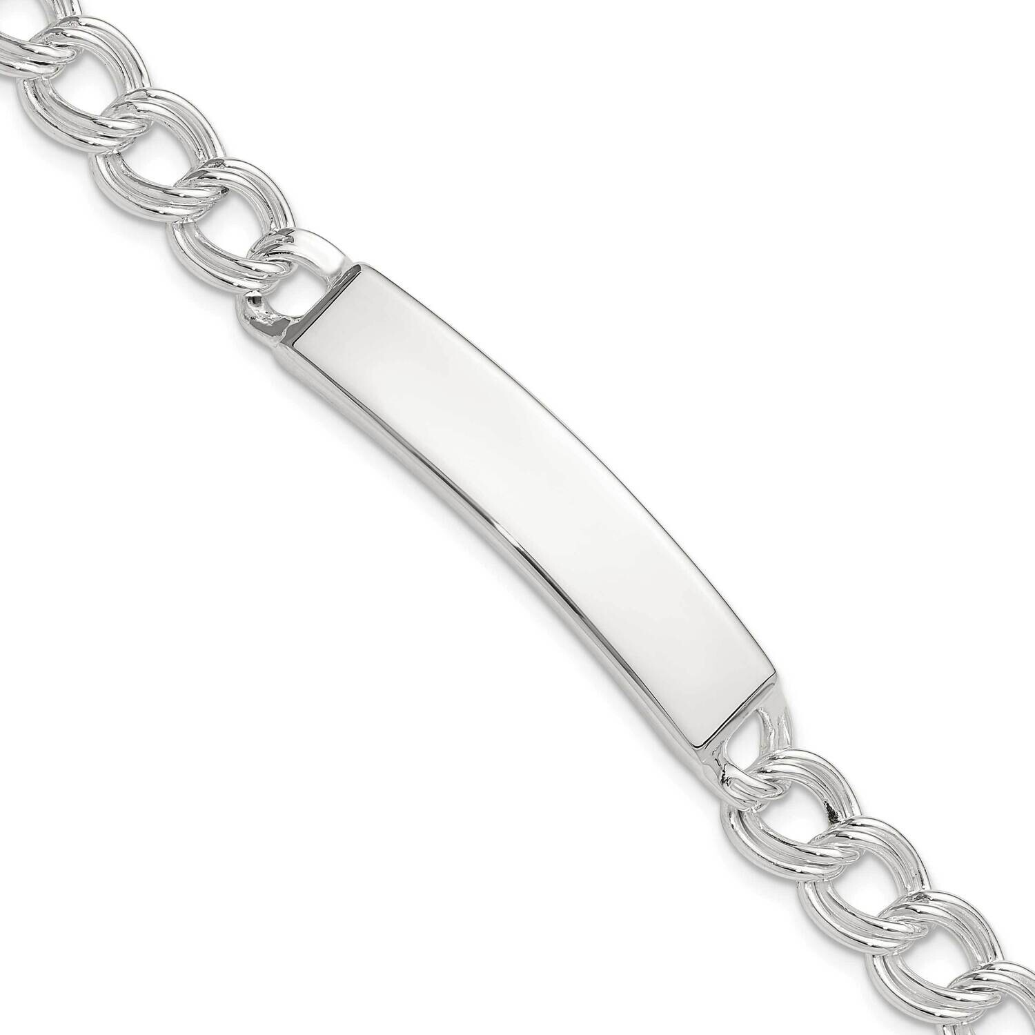 Double Curb 7 Inch Id Bracelet Sterling Silver Polished QID250-7, MPN: QID250-7,