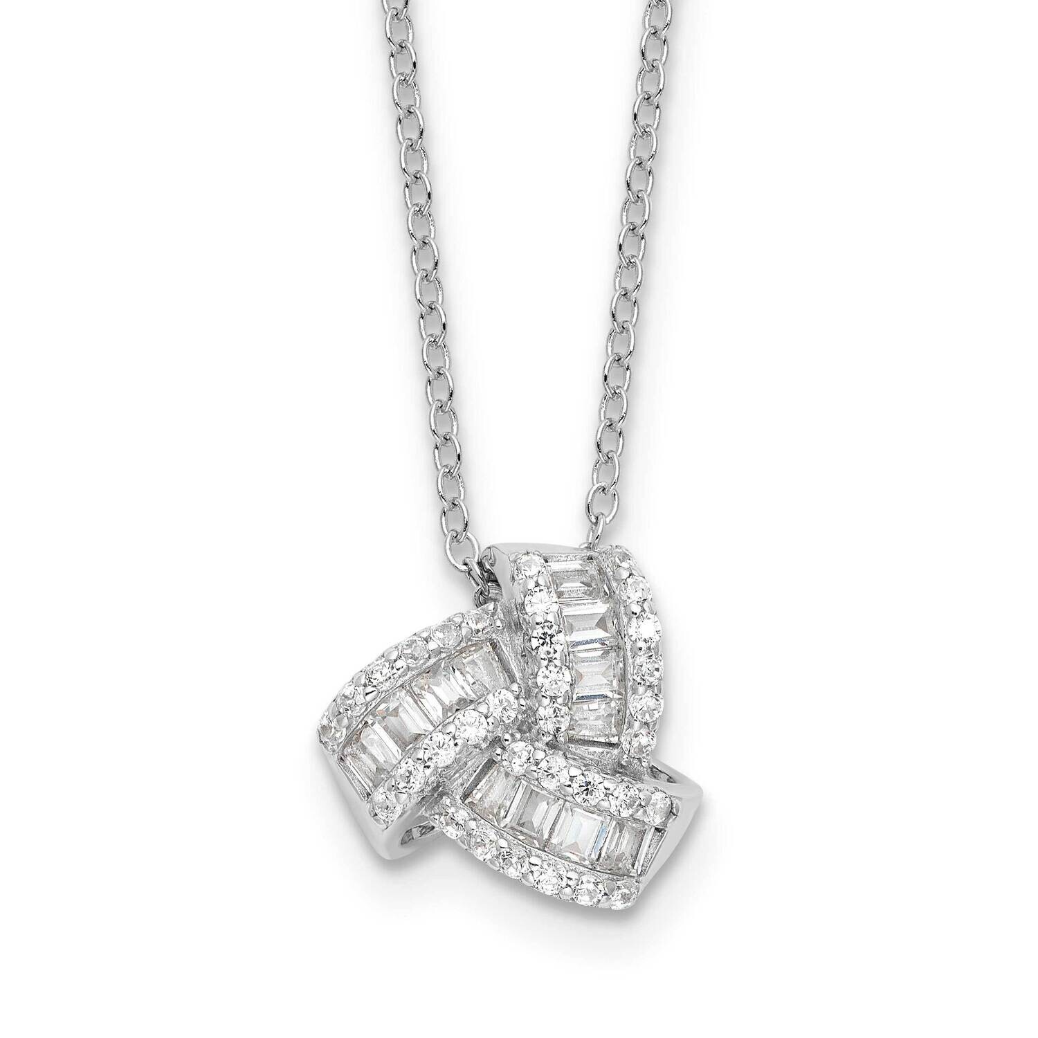 CZ Love Knot 18 Inch Necklace Sterling Silver Rhodium-Plated QG6651-18, MPN: QG6651-18,