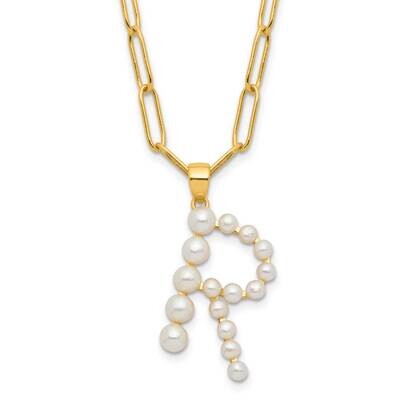 Gold-Plated 3-5.5mm Fwc Pearl Letter R 18 Inch Necklace Sterling Silver QH5808GPR-18, MPN: QH5808GP…