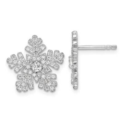 CZ Snowflake Post Earrings Sterling Silver Rhodium-Plated QE17670, MPN: QE17670,