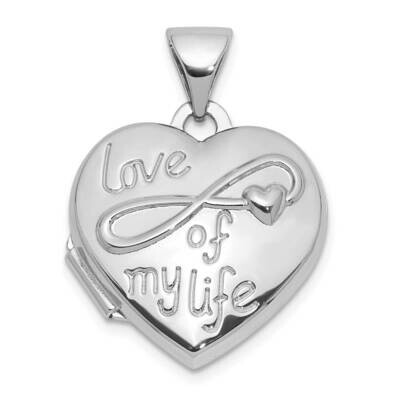 Rhodium-Pltd Polished Love Of My Life 15mm Heart Locket Sterling Silver QLS1133, MPN: QLS1133,