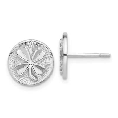 Polished Textured Clover Post Earrings Sterling Silver Rhodium-Plated QE17601, MPN: QE17601,
