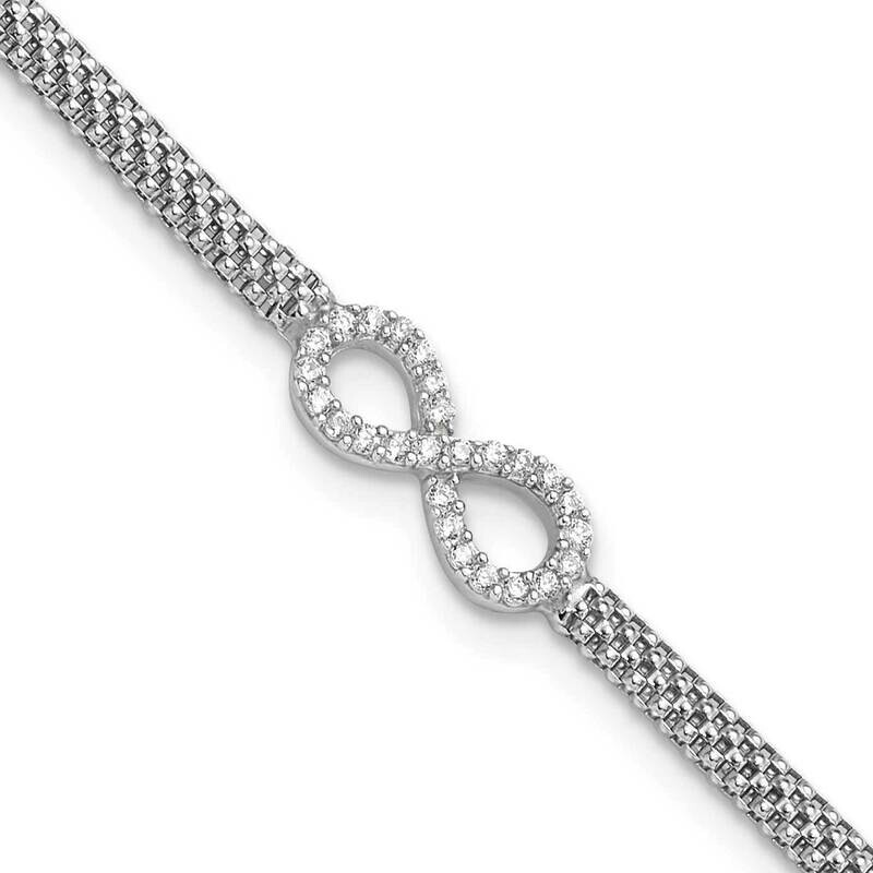 CZ Infinity Children&#39;s 6 Inch Bracelet Sterling Silver Polished QG6726-6, MPN: QG6726-6,