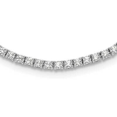 Polished CZ Tennis Necklace Sterling Silver Rhodium-Plated QG6490-18.25, MPN: QG6490-18.25,