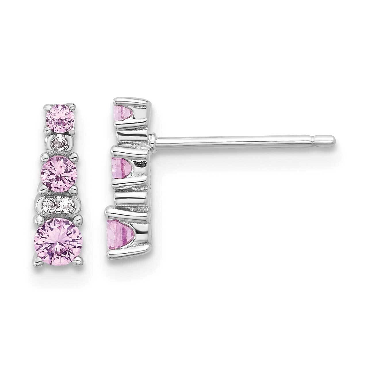 Rh-Plated .52Cr Pink Sapphire .03Cr White Sapphire Earrings Sterling Silver QE17768, MPN: QE17768,