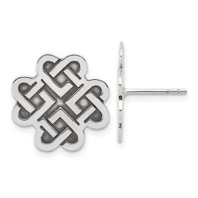 Oxidized Celtic Design Post Earrings Sterling Silver QE17675, MPN: QE17675,