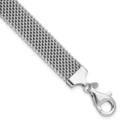 Polished 7.5 Inch 10mm Mesh Woven Bracelet Sterling Silver Rhodium-Plated QG6409-7.5, MPN: QG6409-7…