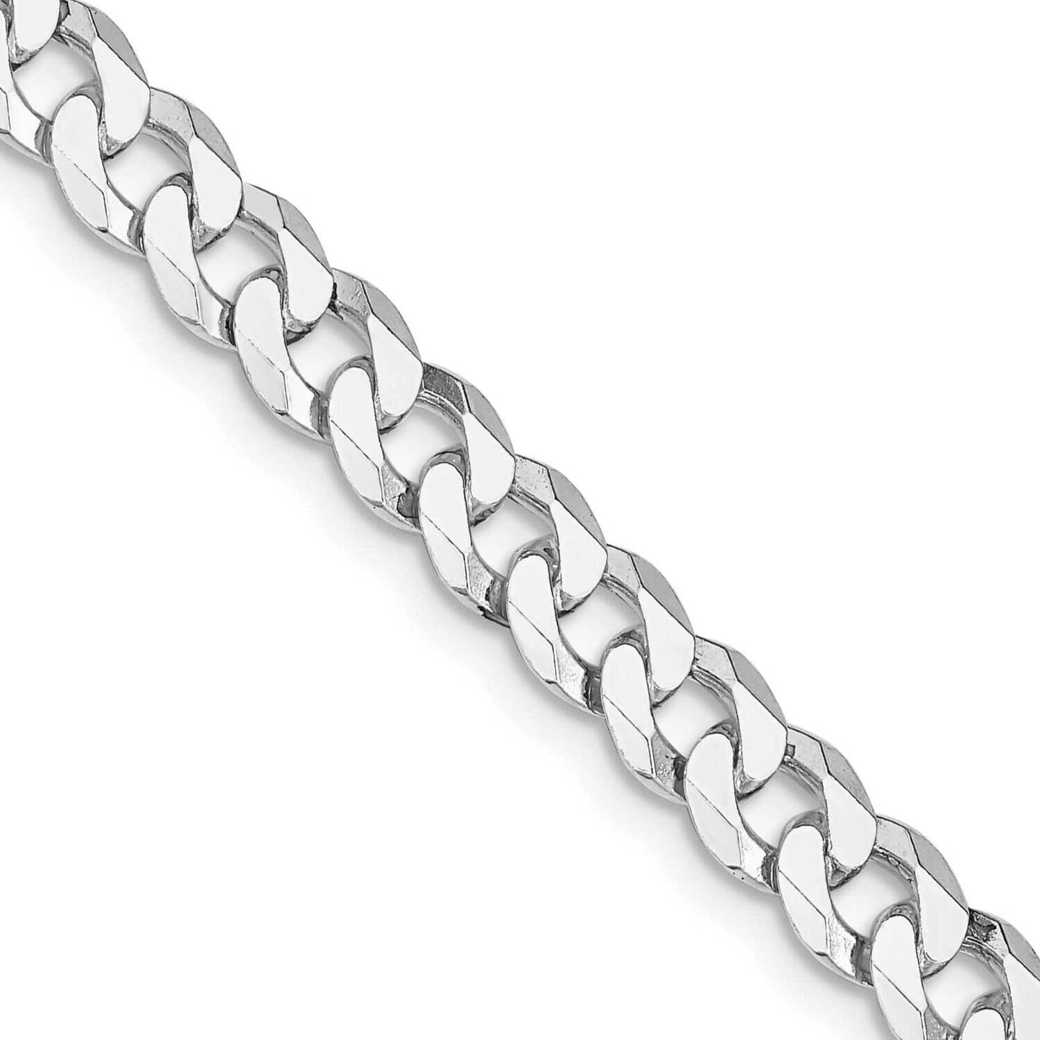 6mm Beveled Curb Chain 24 Inch Sterling Silver Rhodium-Plated QFB150R-24, MPN: QFB150R-24,