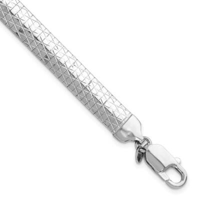 Rh-Plated Polished Textured 7.5 Inch Cleopatra Bracelet Sterling Silver QG6525-7.5, MPN: QG6525-7.5,