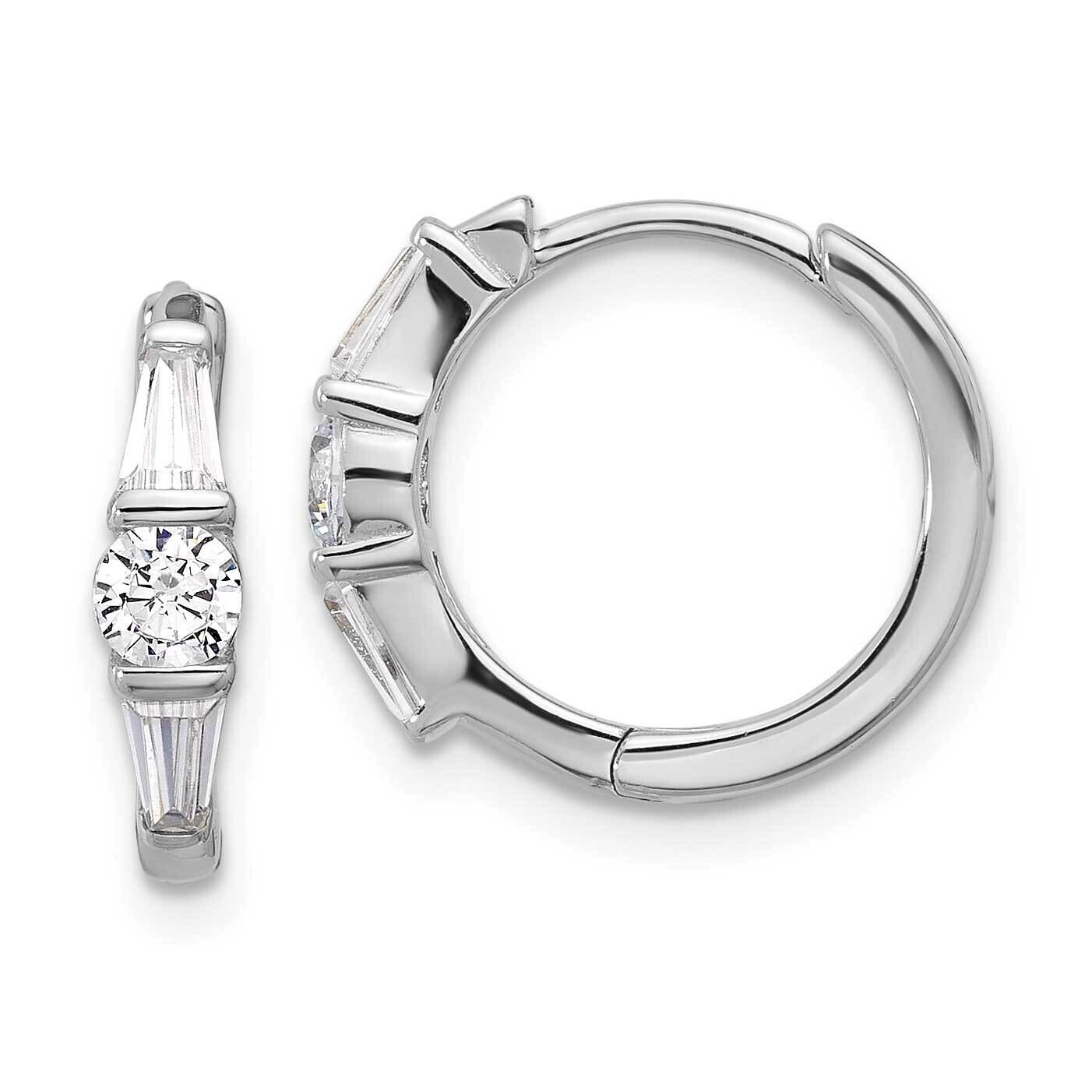 CZ Hinged Hoop Earrings Sterling Silver Rhodium-Plated QE17176, MPN: QE17176,