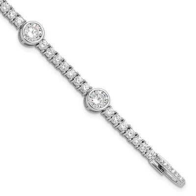CZ 7 Inch Tennis Bracelet Sterling Silver Rhodium-Plated QG6425-7, MPN: QG6425-7,
