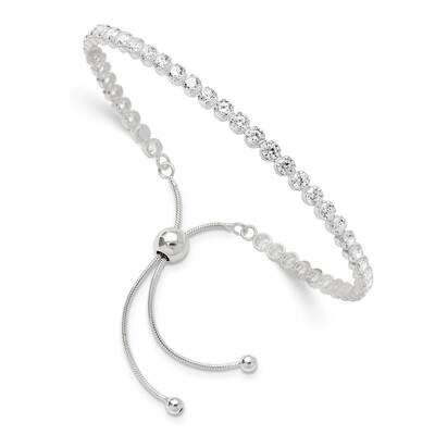 CZ Adjustable Bracelet Sterling Silver Polished QG6246, MPN: QG6246,