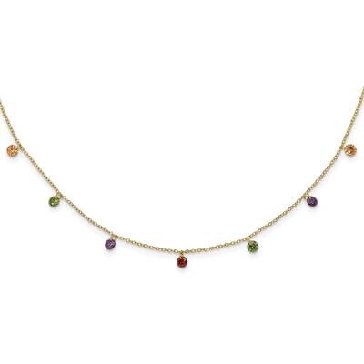 Prizma Flash Gold-Plated 16 Inch Dangling Colorful CZ Necklace 2 Inch Extender Sterling Silver Gold…