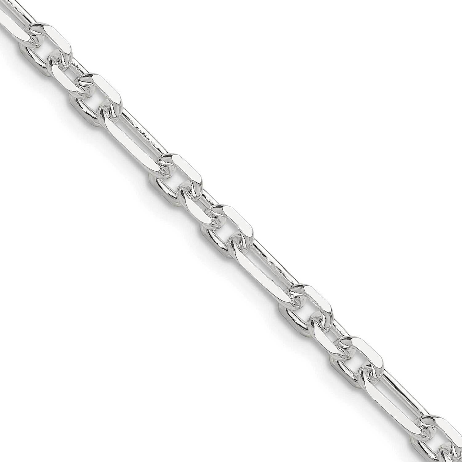 Diamond-Cut 4.5mm 3 Short Plus 1 Long Cable Link Chain 20 Inch Sterling Silver QFL120-20