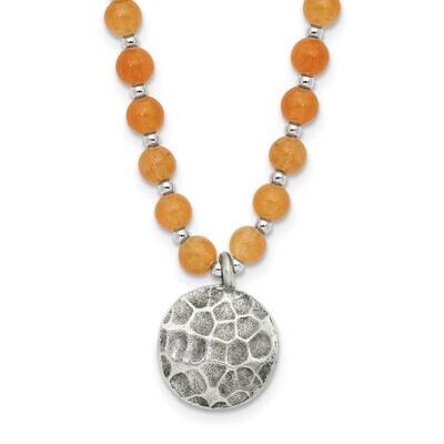 Oxidized Aventurine Beaded 2 Inch Extension Necklace Sterling Silver QH5682-16.5, MPN: QH5682-16.5,