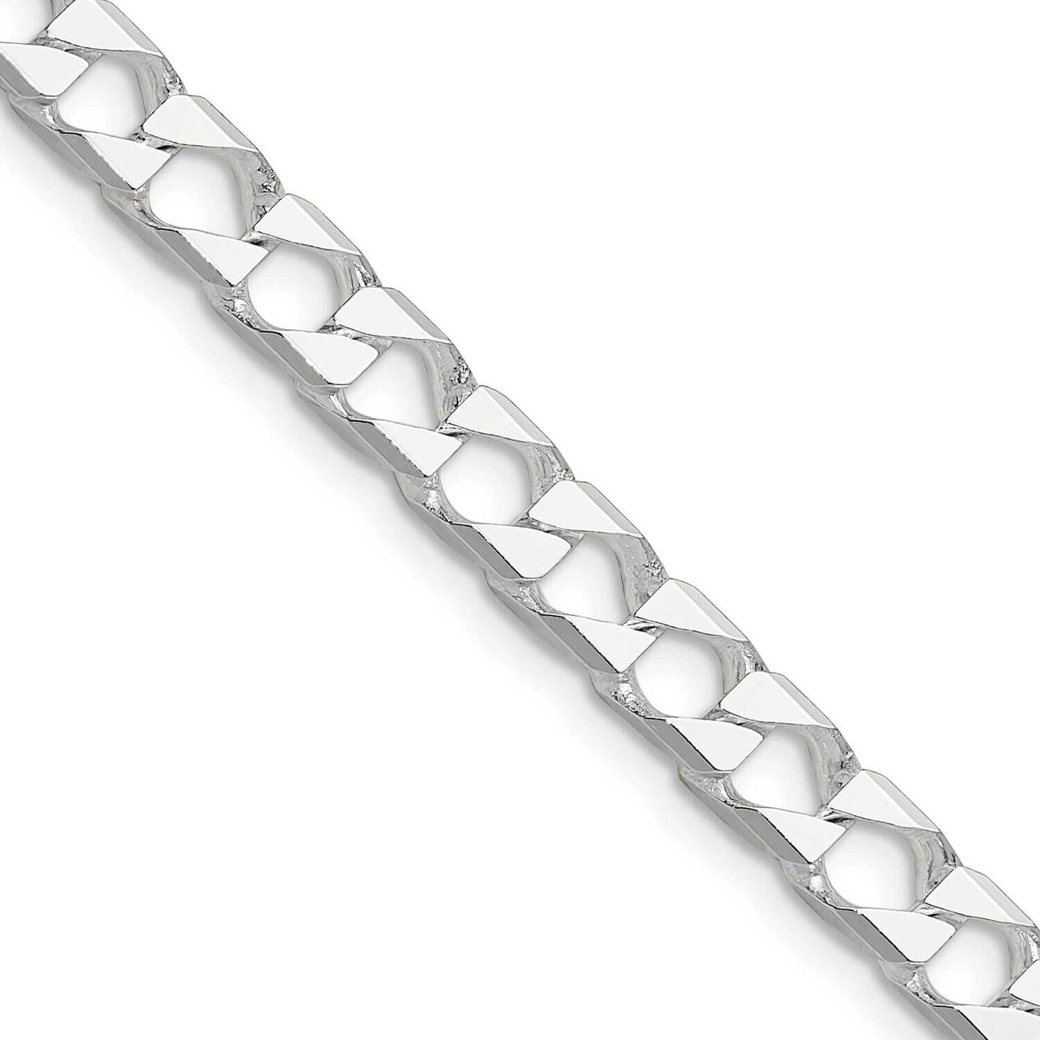 Diamond-Cut 5.75mm Flat Curb Link Chain 22 Inch Sterling Silver Polished QFOC200-22