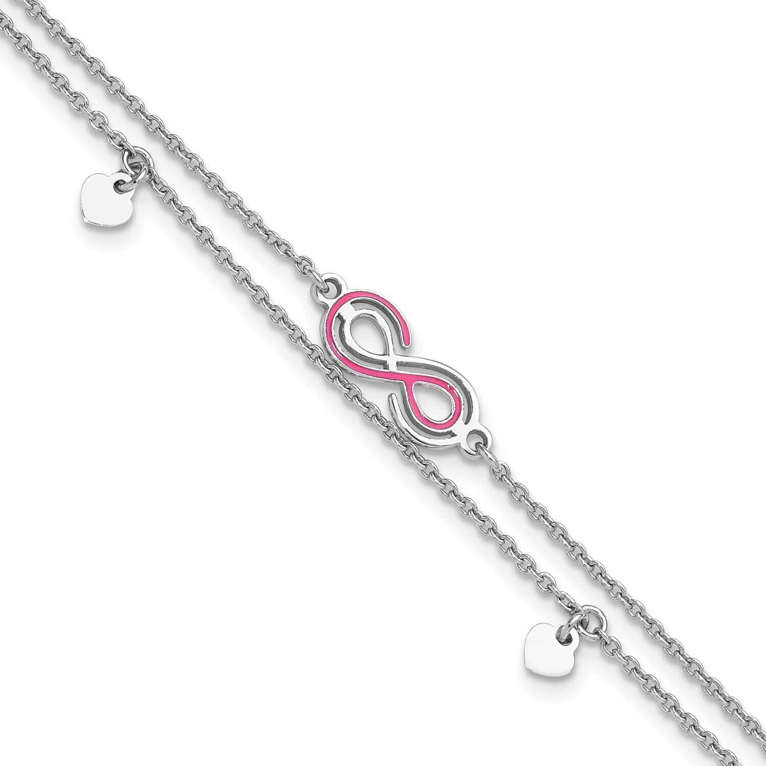 Rhod-Pltd Enamel Infinity Heart 7.25 Inch 1 Inch Extension Bracelet Sterling Silver QG6367-7.25, MP…