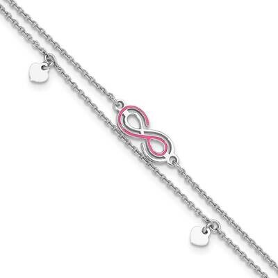 Rhod-Pltd Enamel Infinity Heart 7.25 Inch 1 Inch Extension Bracelet Sterling Silver QG6367-7.25, MP…