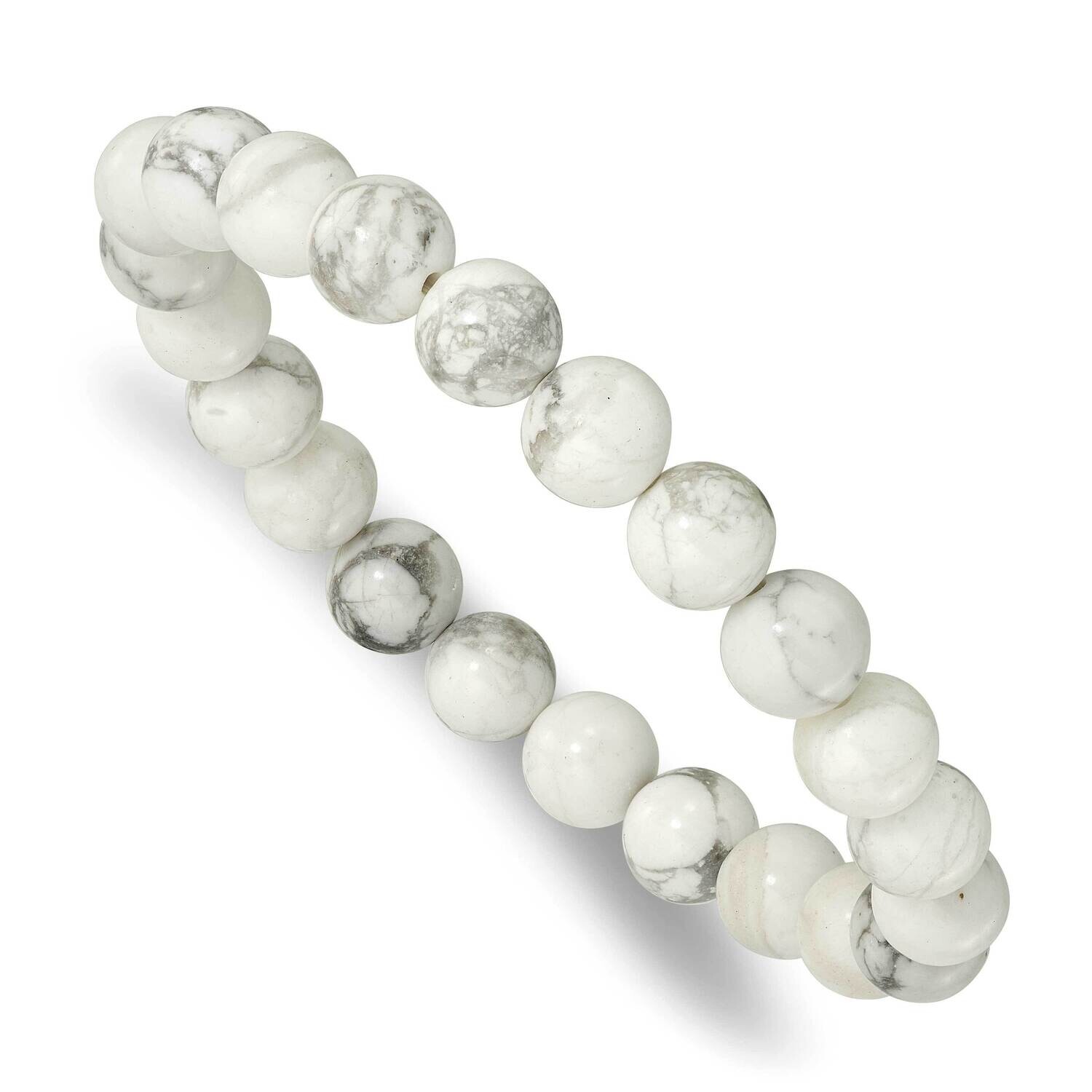White Howlite 8.50mm Beaded Stretch Bracelet QH5759, MPN: QH5759,