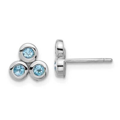 Light Swiss Blue Topaz Post Earrings Sterling Silver Rhodium-Plated QE17758BT, MPN: QE17758BT,
