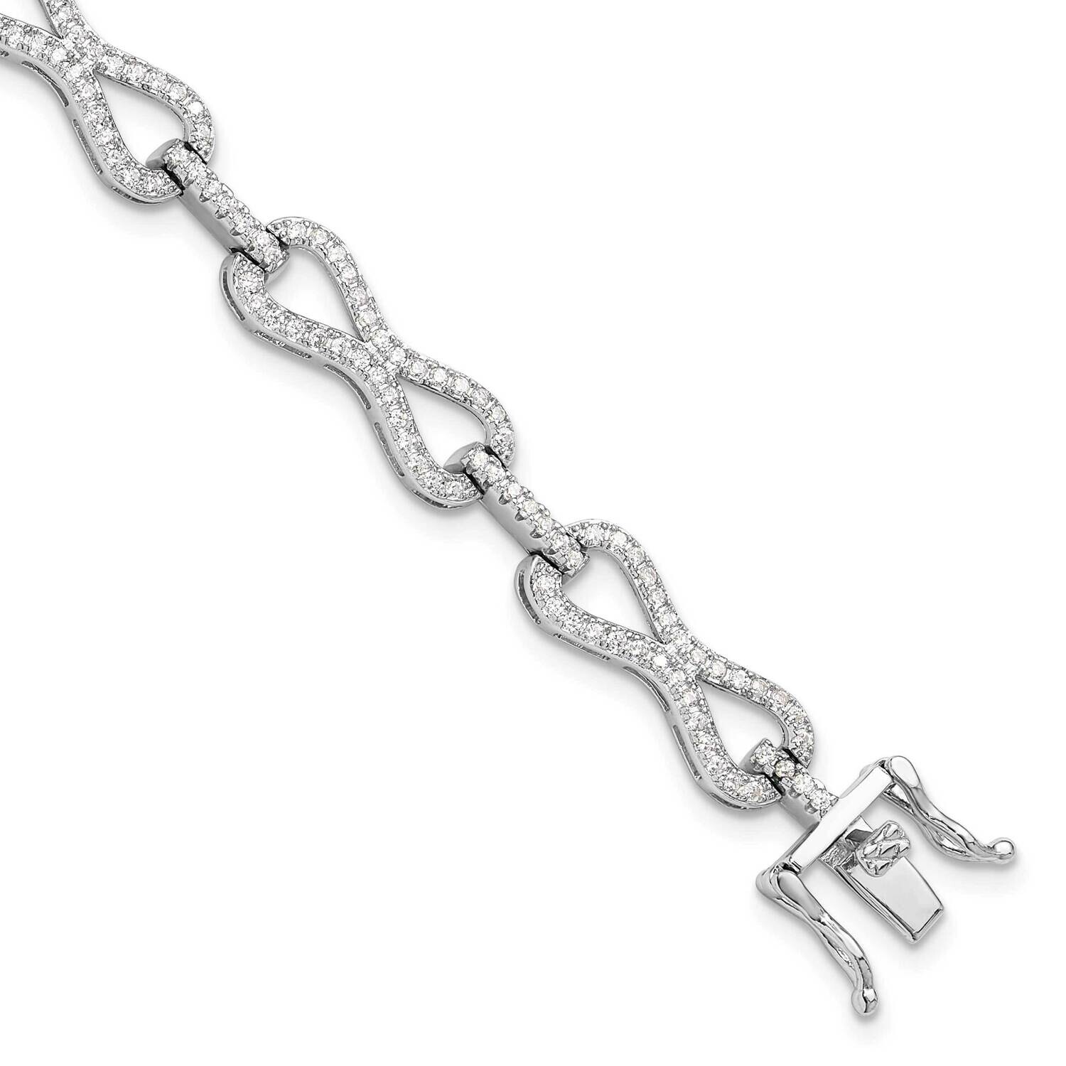 CZ Infinity Link Bracelet 8 Inch Sterling Silver Rhodium-Plated QG6438-7, MPN: QG6438-7,