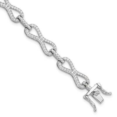 CZ Infinity Link Bracelet 8 Inch Sterling Silver Rhodium-Plated QG6438-7, MPN: QG6438-7,