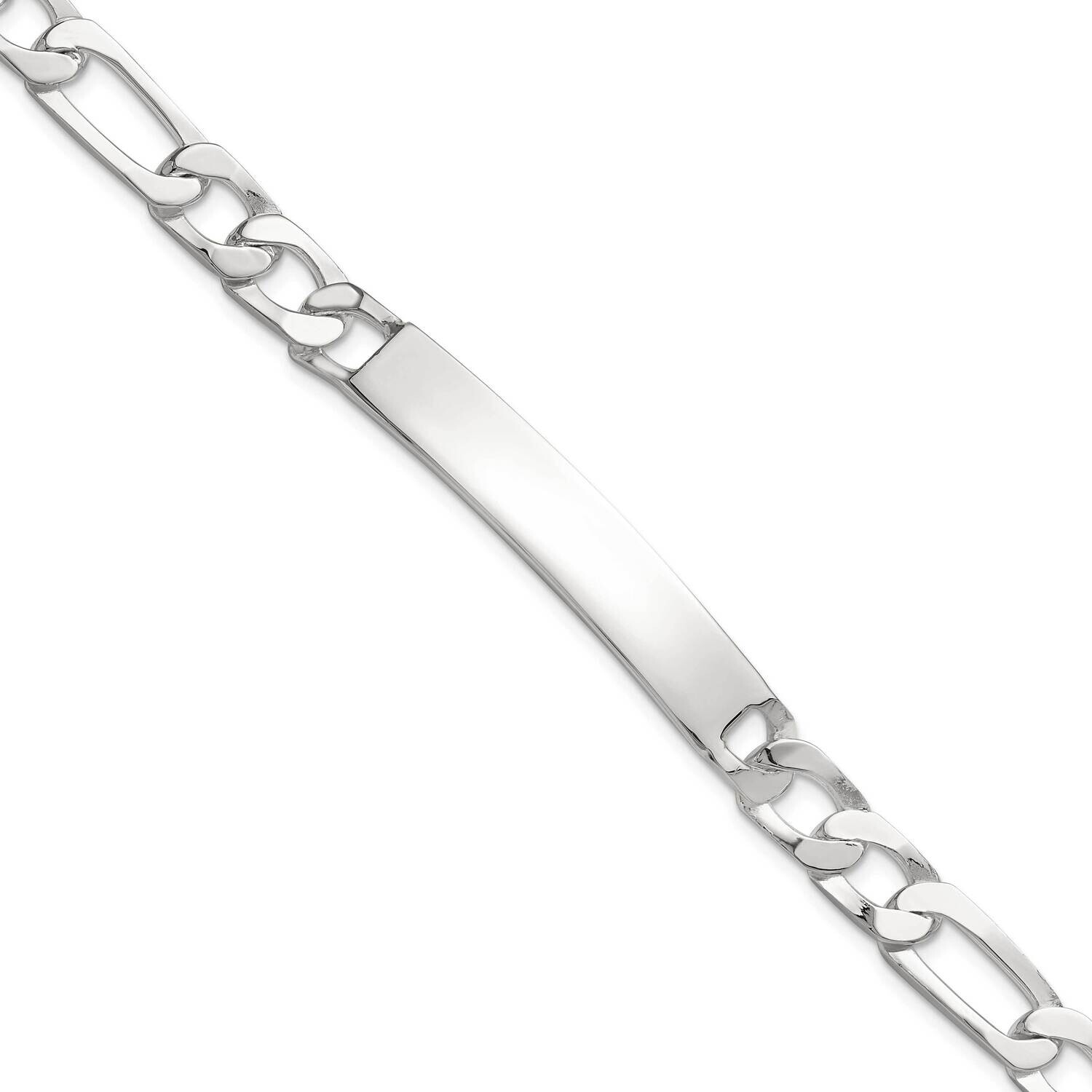 7 Inch Figaro Id Bracelet Sterling Silver QID244-7, MPN: QID244-7,