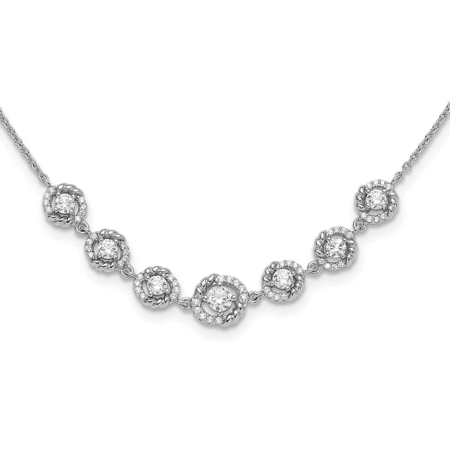 Fancy CZ 17.75 Inch 2 Inch Extension Necklace Sterling Silver Rhodium-Plated QG6488-17