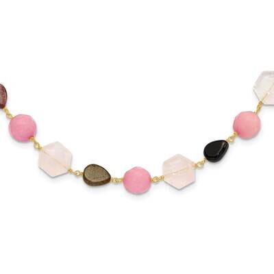 Gold-Plated Multi Stone 20In 2 Inch Extension Necklace Sterling Silver QH5677-20, MPN: QH5677-20,