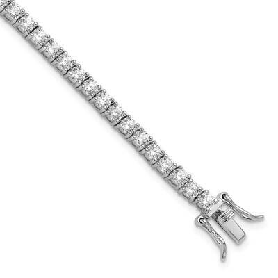 Polished CZ Tennis Bracelet 8 Inch Sterling Silver Rhodium-Plated QG6431-7.25, MPN: QG6431-7.25,