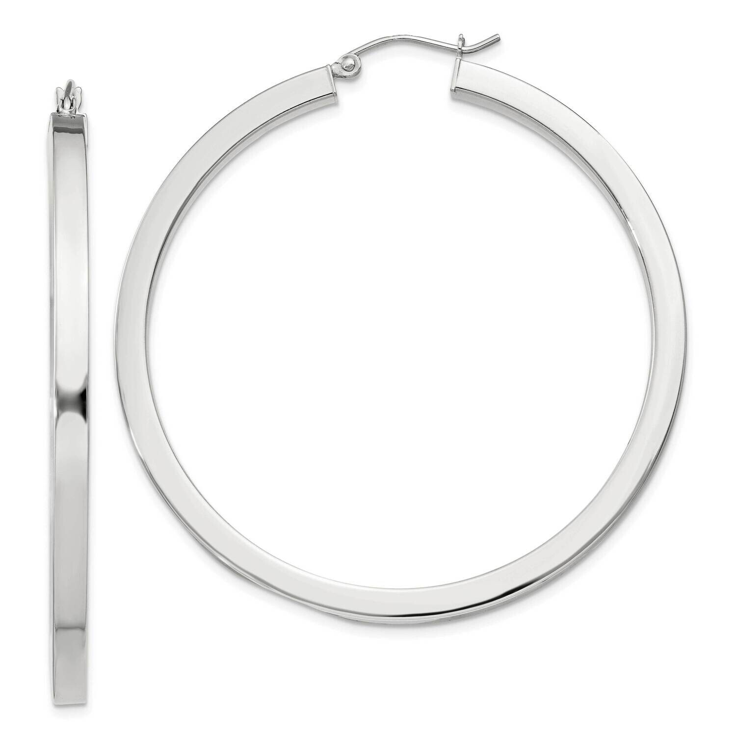 3X50mm Square Tube Hoop Earrings Sterling Silver QE828SP, MPN: QE828SP,