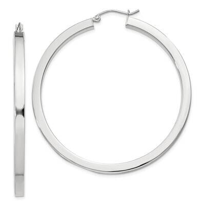 3X50mm Square Tube Hoop Earrings Sterling Silver QE828SP, MPN: QE828SP,