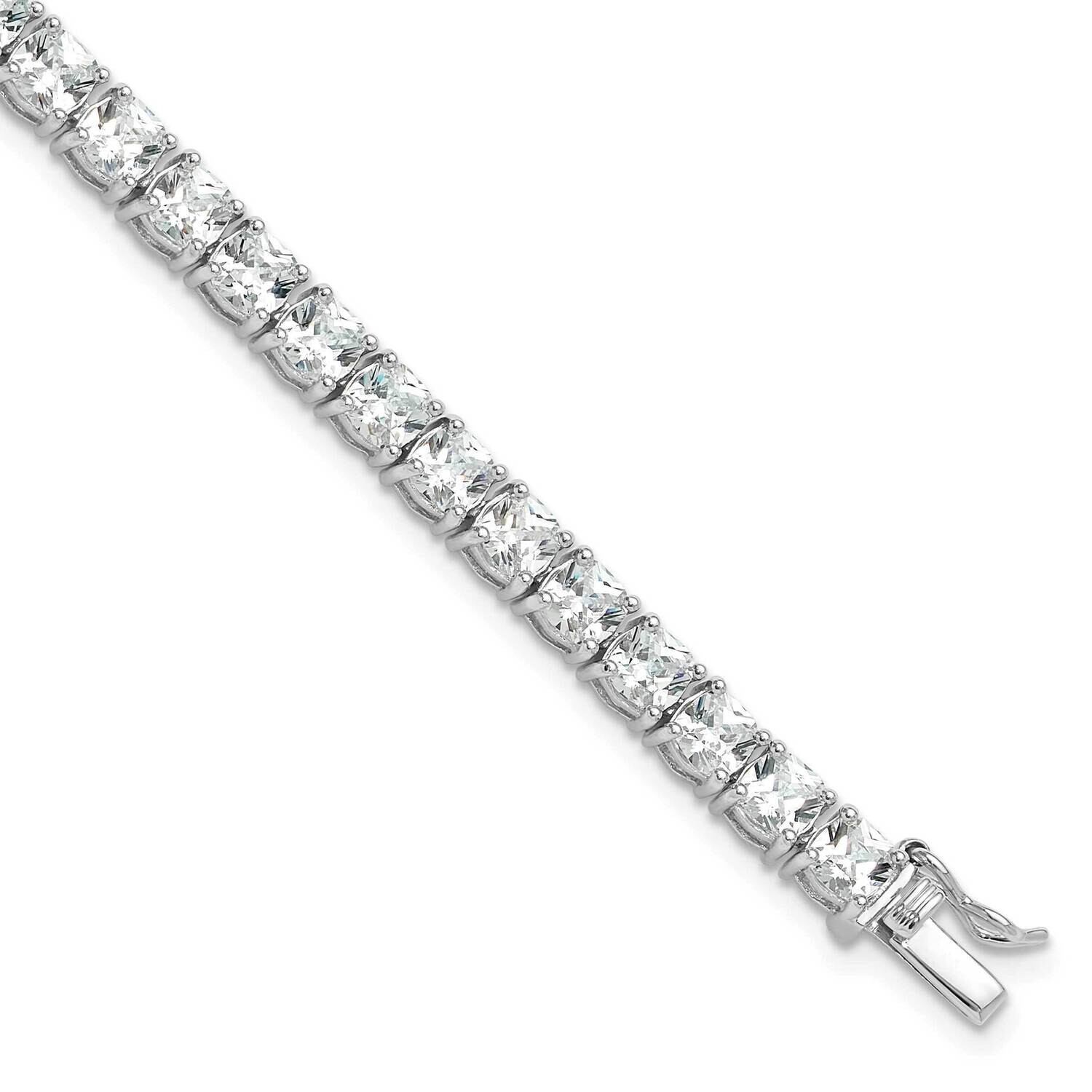 Polished CZ Tennis Bracelet 8 Inch Sterling Silver Rhodium-Plated QG6433-7.5, MPN: QG6433-7.5,